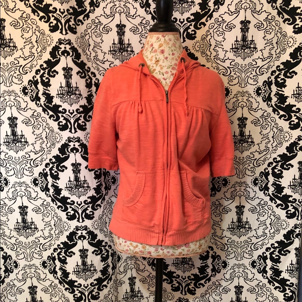 Orange Zipper Hoodie with Pocket